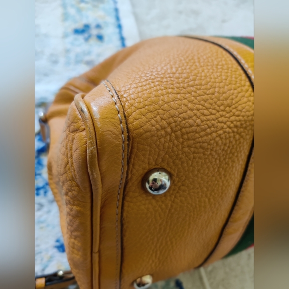 Gucci Tan Leather Tote Bag with Red and Green Stripe - Picture 8 of 16